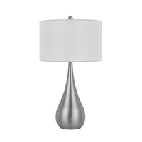 Ege Table Lamp Set of 2, Teardrop Brushed Steel Base, White Shade -BM323973