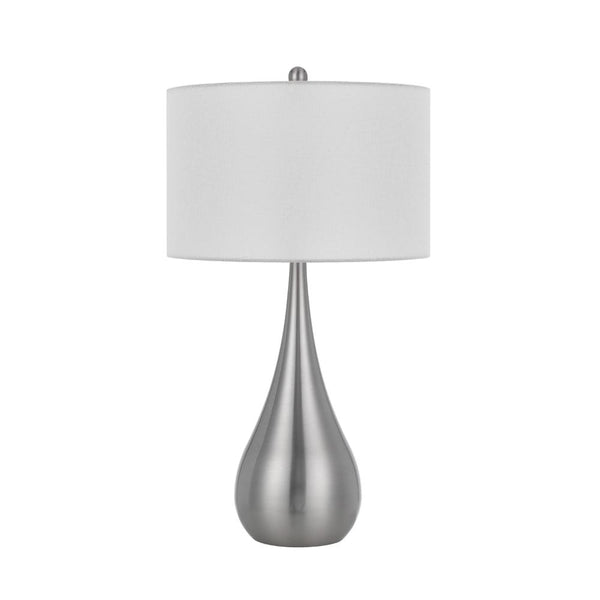 Ege Table Lamp Set of 2, Teardrop Brushed Steel Base, White Shade -BM323973