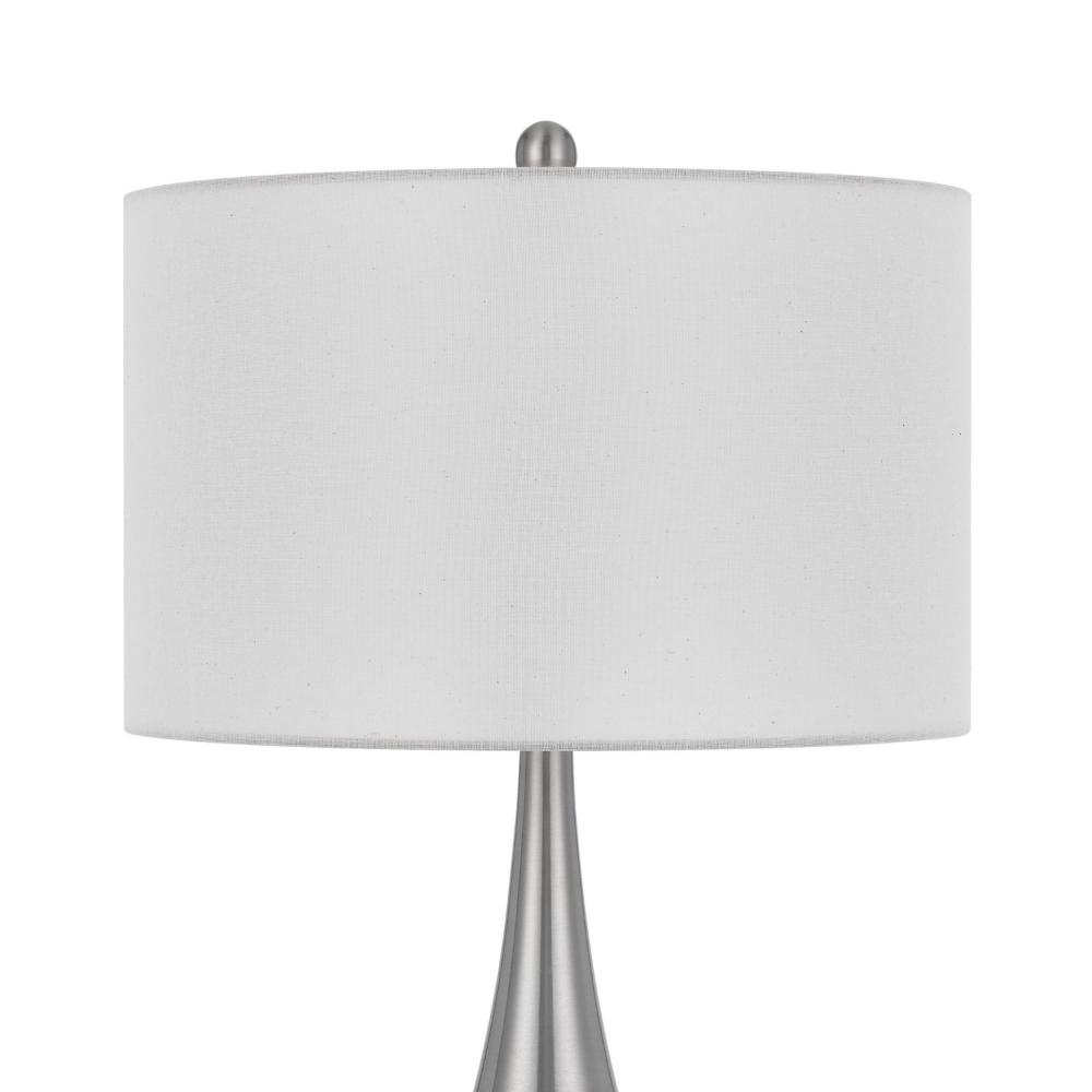 Ege Table Lamp Set of 2, Teardrop Brushed Steel Base, White Shade -BM323973