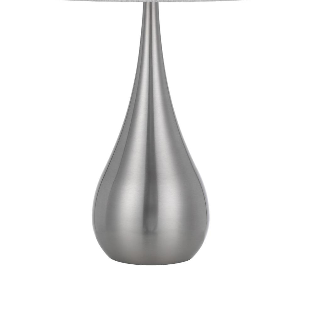 Ege Table Lamp Set of 2, Teardrop Brushed Steel Base, White Shade -BM323973
