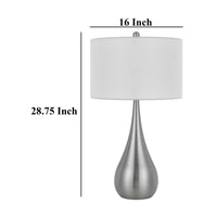 Ege Table Lamp Set of 2, Teardrop Brushed Steel Base, White Shade -BM323973