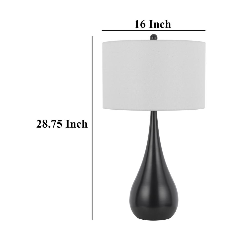 Ege Table Lamp Set of 2, Teardrop Bronze Metal Base, White Shade -BM323974