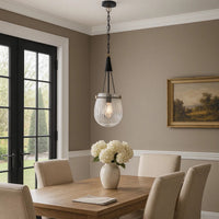 Cora 8 Inch Pendant Light w Gray Gold Chain, Fluted Raindrop Glass -BM323979