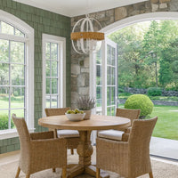 Baty Chandelier, 3 Light Rustic Rattan, Round White Metal 18 Inch -BM323980