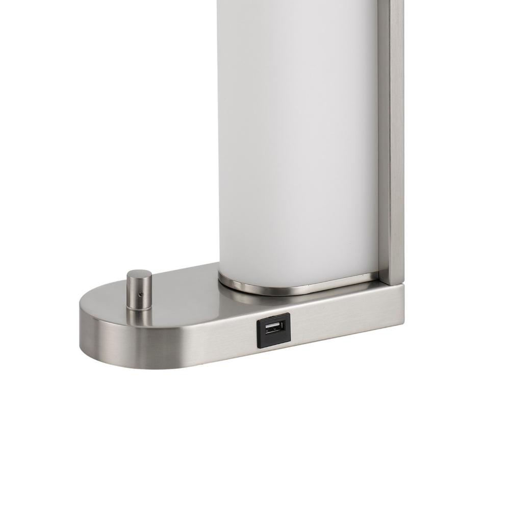 Mora Table Lamp, 2 USB Ports, Dimmer LED Light, Chrome Steel 23 Inch -BM323982