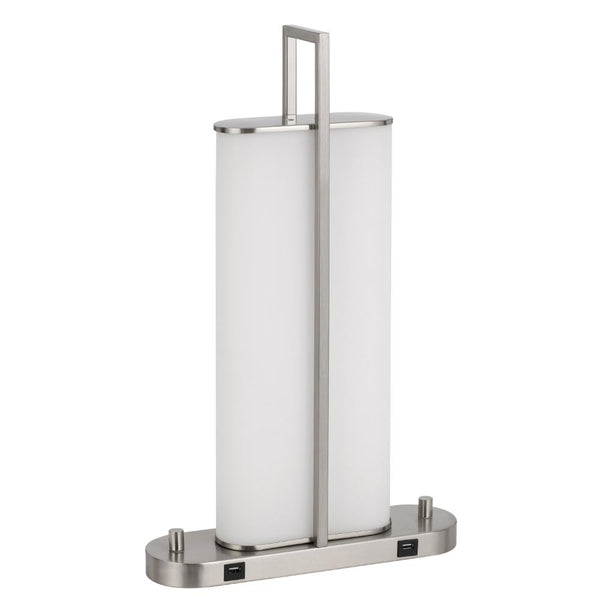 Mora Table Lamp Acrylic Shade, 2 USB, LED Lights, Chrome Steel 23 Inch -BM323983