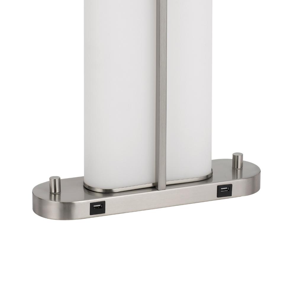 Mora Table Lamp Acrylic Shade, 2 USB, LED Lights, Chrome Steel 23 Inch -BM323983