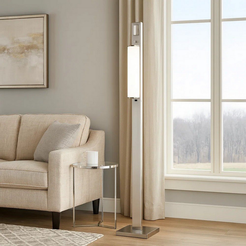 Mora Floor Lamp w Dimmer Switch, 2 Ports, Dual LED, Chrome 61 Inch -BM323984