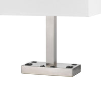 Colm Table Lamp, 2 Ports and 2 Power Outlets, Brushed Steel 21 Inch -BM323985