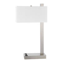 Nacy Table Lamp, 1 Power Outlet and USB Port, Chrome Steel 25 Inch -BM323986