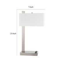 Nacy Table Lamp, 1 Power Outlet and USB Port, Chrome Steel 25 Inch -BM323986