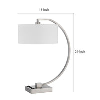 Fory Table Lamp, 2 Outlets, 1 USB Port, Curved Chrome Steel 26 Inch -BM323987