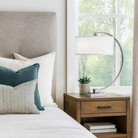 Fory Table Lamp, 2 Outlets, 1 USB Port, Curved Chrome Steel 26 Inch -BM323987