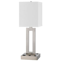 Arny Table Lamp, 1 Outlet, 2 USB, Slim Cutout Steel Base, 24 Inch -BM323989