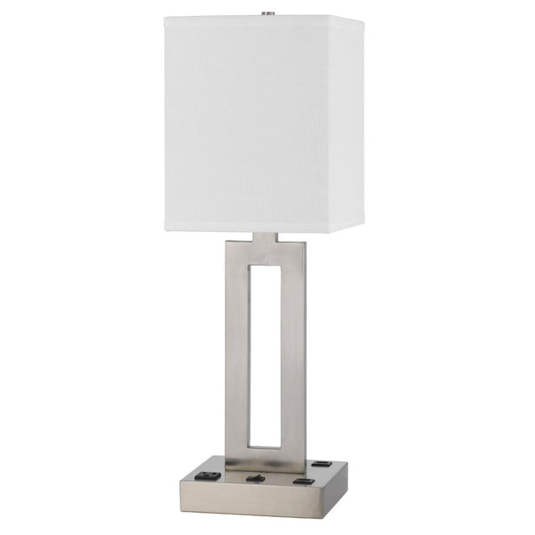 Arny Table Lamp, 1 Outlet, 2 USB, Slim Cutout Steel Base, 24 Inch -BM323989