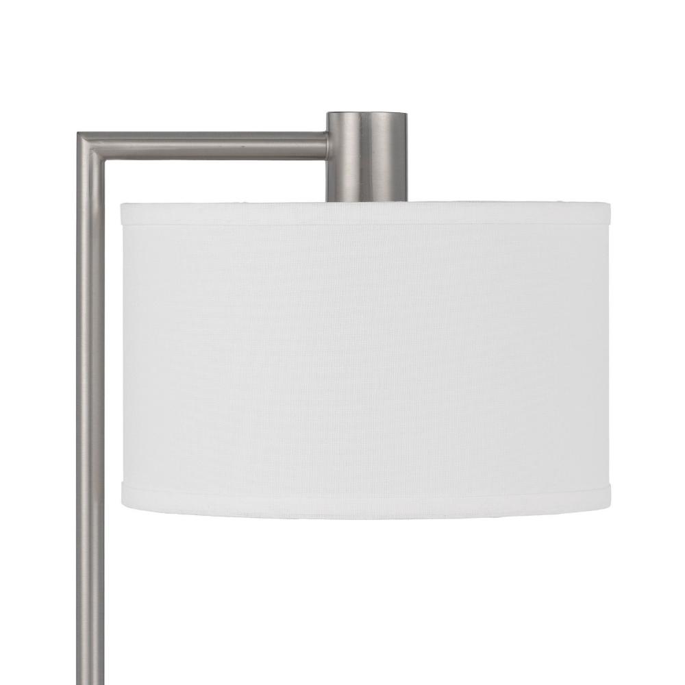 Ano Table Lamp, 2 Outlets, 1 USB, White Shade, Chrome Metal 22 Inch -BM323990