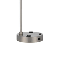 Ano Table Lamp, 2 Outlets, 1 USB, White Shade, Chrome Metal 22 Inch -BM323990