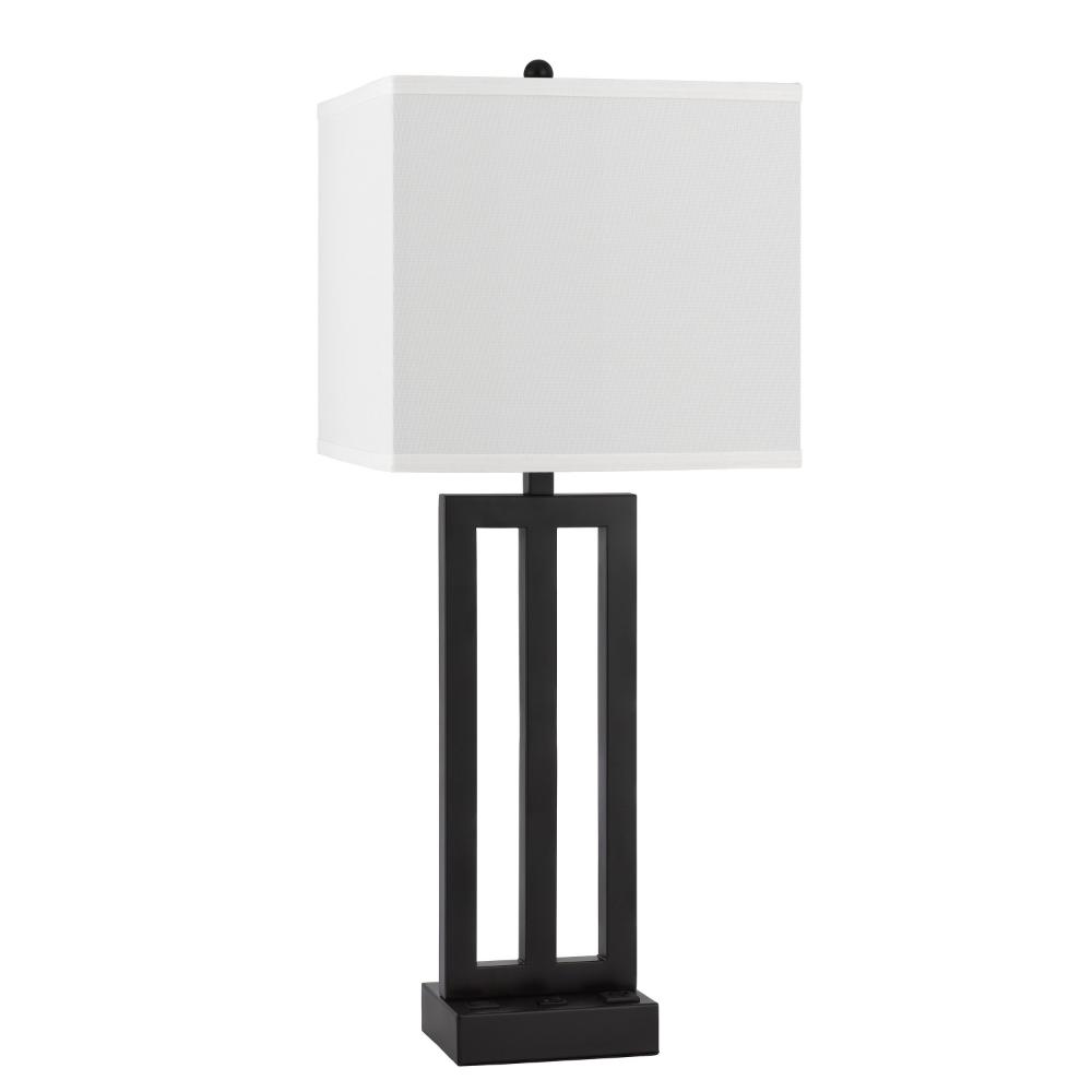 Haney Table Lamp, 1 Outlet, USB Port, Bronze Slim Keyhole Base 30 Inch -BM323992