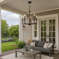 Bah 26 Inch Chandelier, Spiral Candelabra w Hanging Chain, Black -BM323994