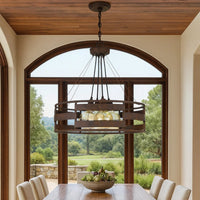 Frot 24 Inch Chandelier w Light Bulbs, Suspended Cable Design, Rust -BM323995