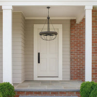 Nexy 24 Inch Chandelier, 5 Light Bulb Sockets, Gray Metal Cage Design -BM323996