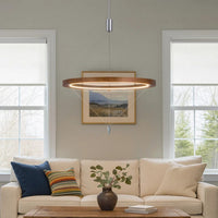 Erbo 11 Inch Pendant Light Fixture, Dimmable LED, Pine Wood and Chrome -BM323999