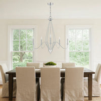 Wehy 30 Inch Chandelier w Canopy, Chrome Metal, Candelabra Design -BM324002