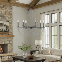 Tura 30 Inch Chandelier, Classic Chrome Beaded Candelabra Design -BM324016