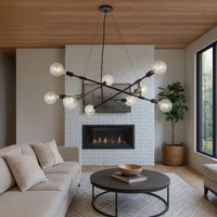 Sena 36 Inch Chandelier, Sputnik Style w Canopy, Charcoal Gray Metal -BM324017