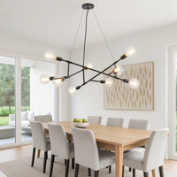 Sena 36 Inch Chandelier, Sputnik Style w Canopy, Charcoal Gray Metal -BM324017