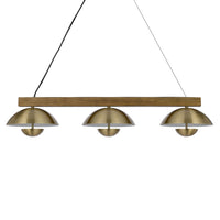 Sete 47 Inch Island Chandelier w LED, Rustic Brass Dome Shade, Wood  - BM324018