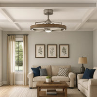 Royo Ceiling Fan Light, 27 Inch 6 Speed, LED, Brown Chrome Steel  - BM324020
