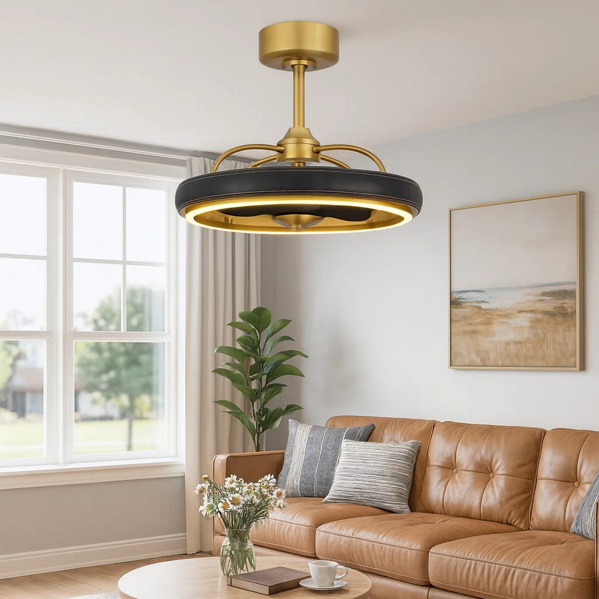 Royo Ceiling Fan Light, 6 Speed 23 Inch Ultra Quiet, LED, Brown Brass  - BM324021