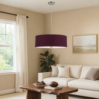 Sia Pendant Light Fixture w Plum Hardback Drum Shade, 24 Inch Chrome -BM324025