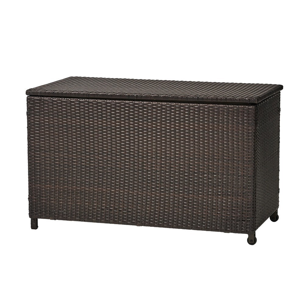 Laki Outdoor Storage Chest, Brown PE Rattan Wicker, Aluminum, 53 Inch - BM324029