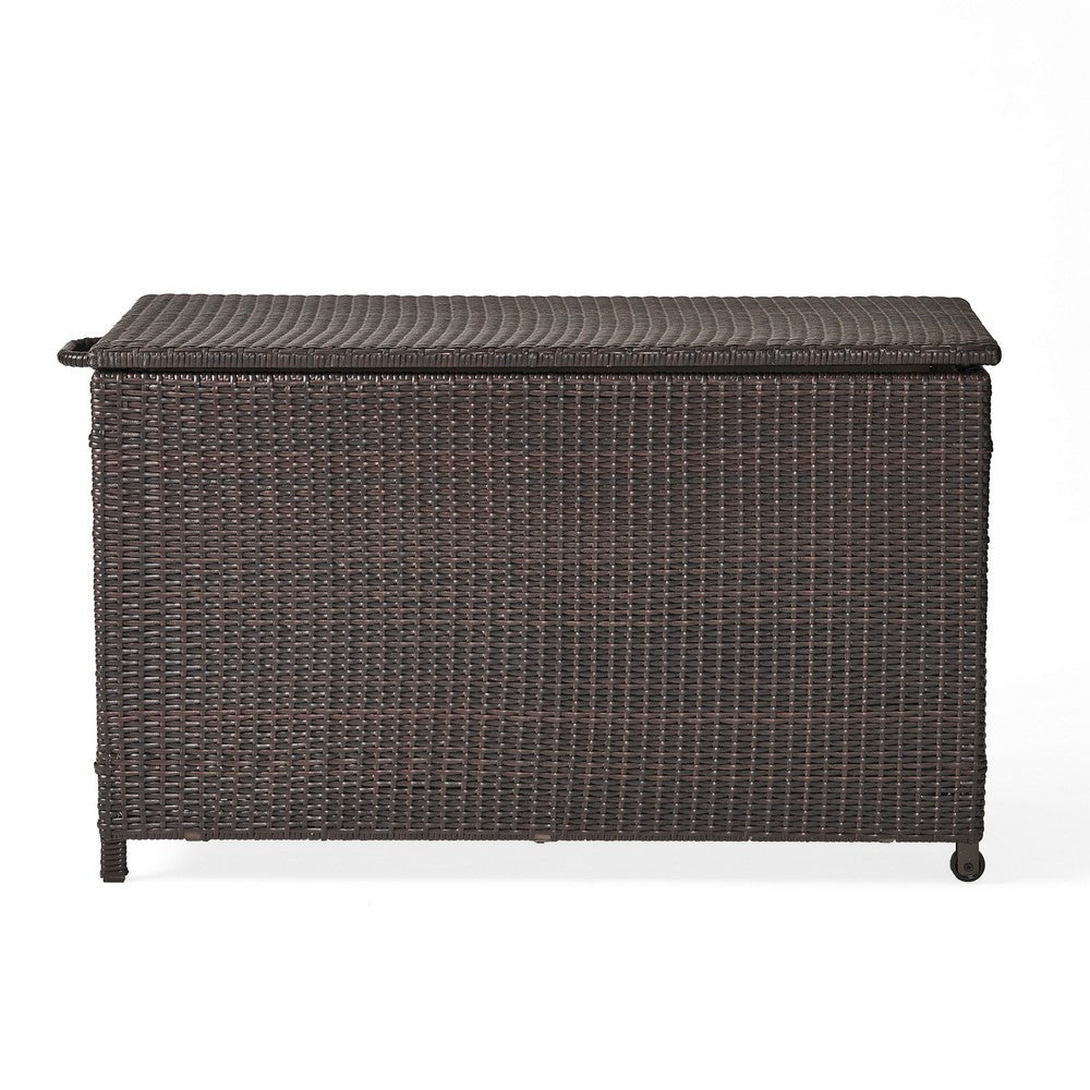 Laki Outdoor Storage Chest, Brown PE Rattan Wicker, Aluminum, 53 Inch - BM324029