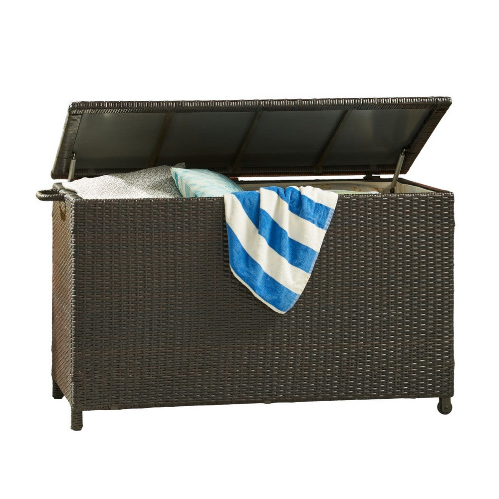 Laki Outdoor Storage Chest, Brown PE Rattan Wicker, Aluminum, 53 Inch - BM324029