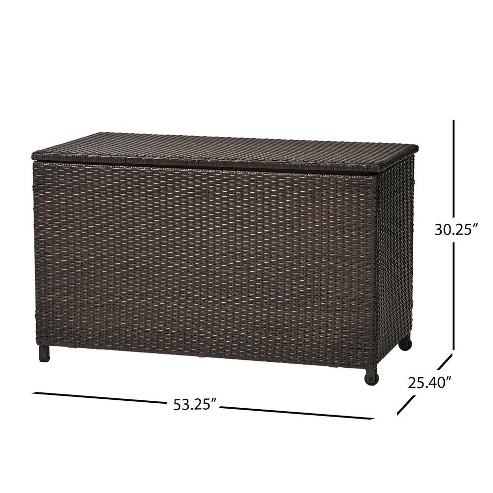 Laki Outdoor Storage Chest, Brown PE Rattan Wicker, Aluminum, 53 Inch - BM324029