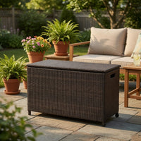 Laki Outdoor Storage Chest, Brown PE Rattan Wicker, Aluminum, 53 Inch - BM324029