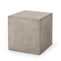 Ebec Outdoor Side Table, Modern Cube Light Gray Faux Concrete, 22 Inch - BM324031