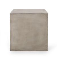 Ebec Outdoor Side Table, Modern Cube Light Gray Faux Concrete, 22 Inch - BM324031