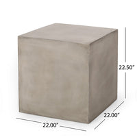 Ebec Outdoor Side Table, Modern Cube Light Gray Faux Concrete, 22 Inch - BM324031