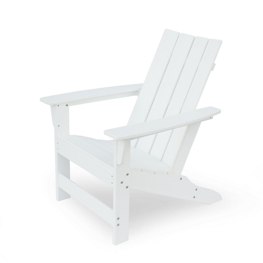 Elisa Outdoor Adirondack Chair, White Resin, Slat Panel Back and Seat - BM324033