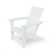 Elisa Outdoor Adirondack Chair, White Resin, Slat Panel Back and Seat - BM324033