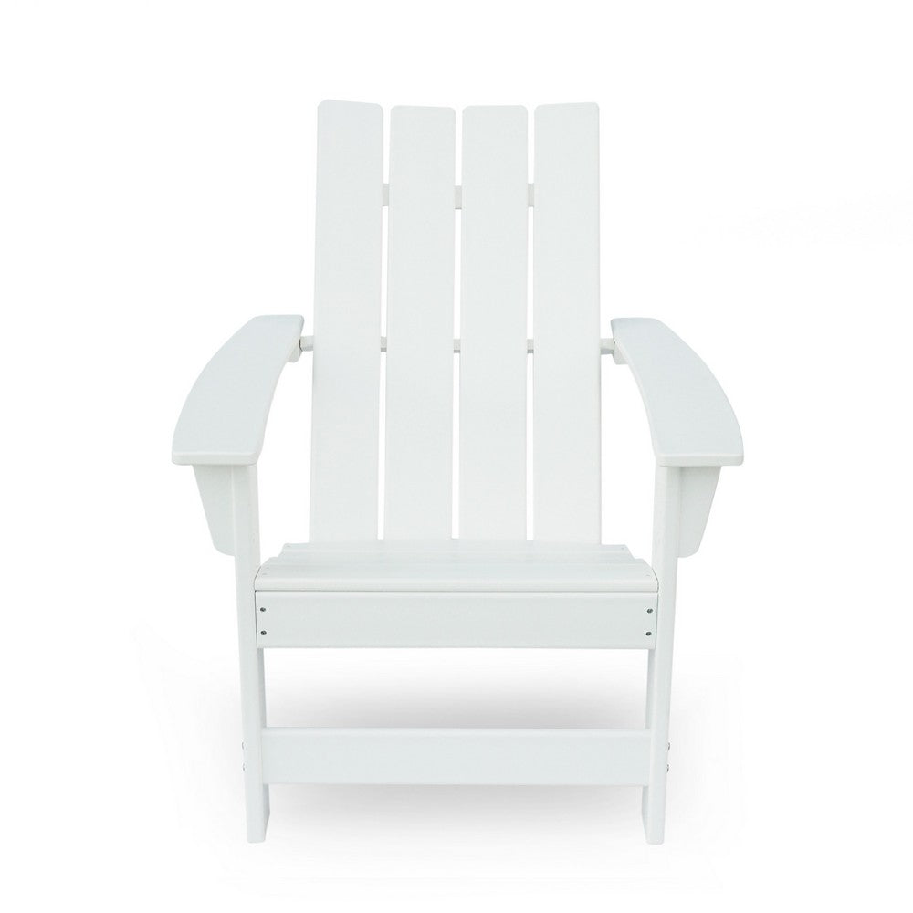 Elisa Outdoor Adirondack Chair, White Resin, Slat Panel Back and Seat - BM324033