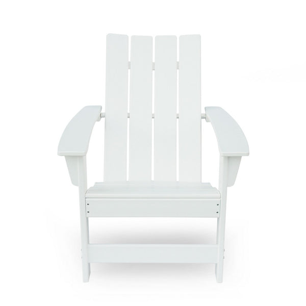 Elisa Outdoor Adirondack Chair, White Resin, Slat Panel Back and Seat - BM324033