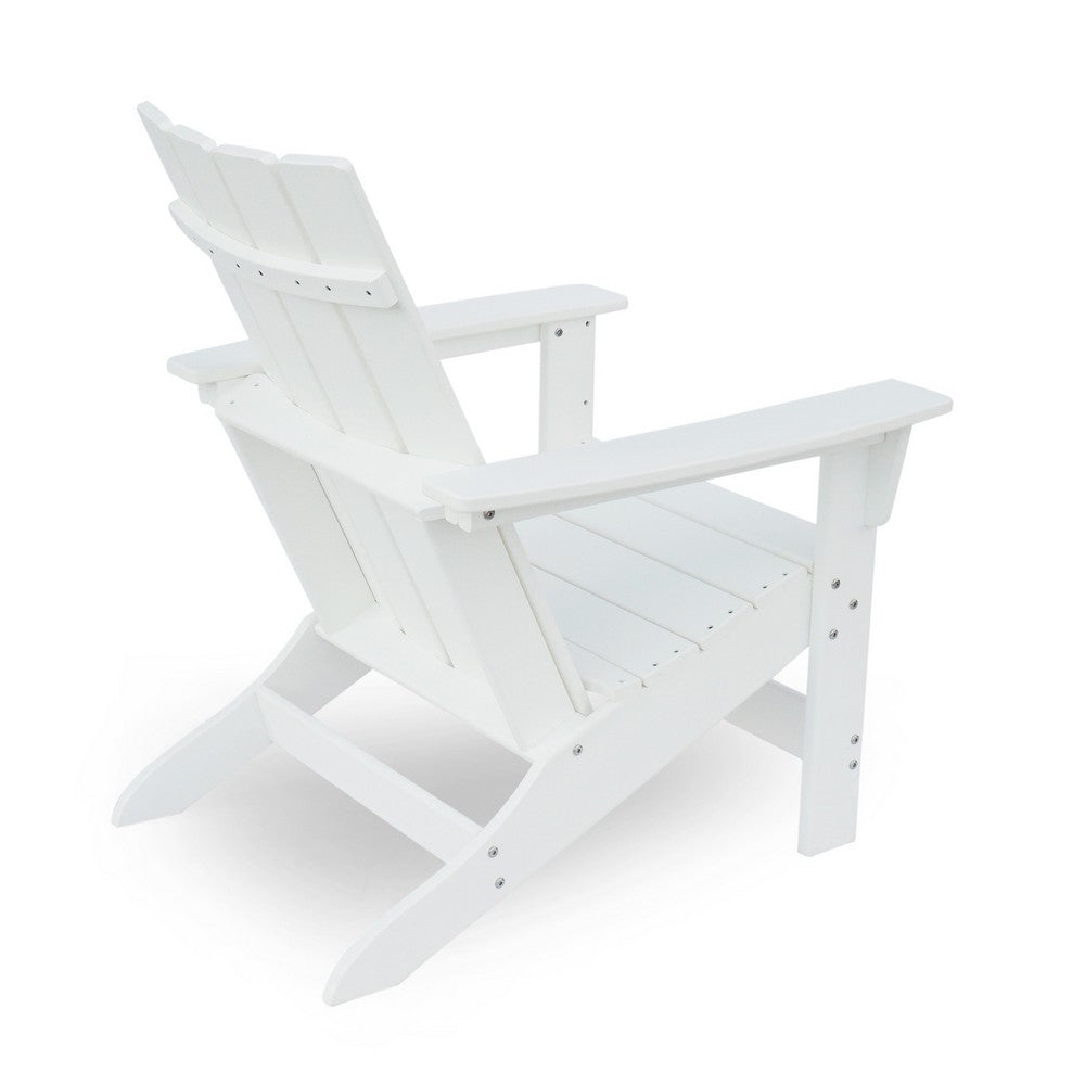 Elisa Outdoor Adirondack Chair, White Resin, Slat Panel Back and Seat - BM324033