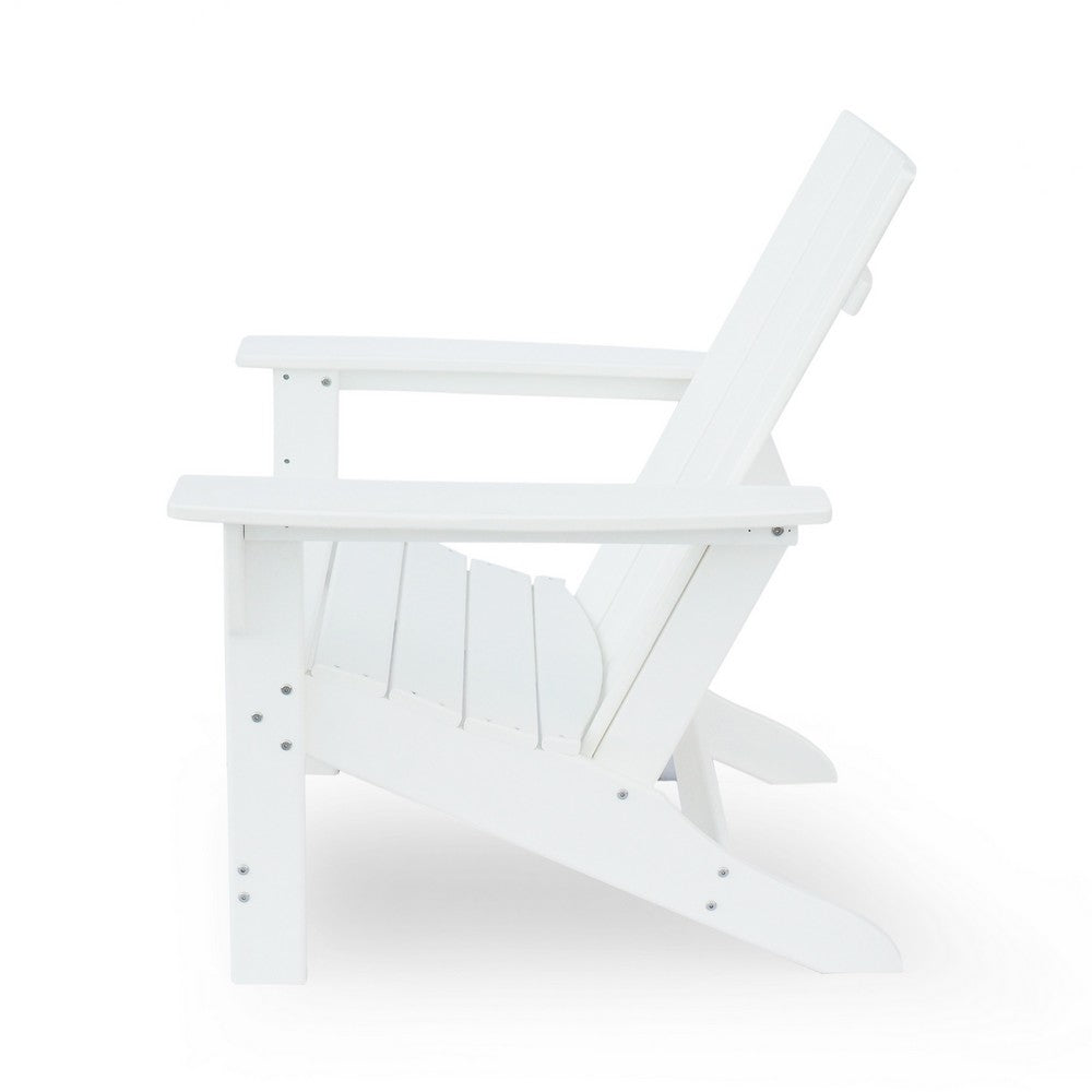 Elisa Outdoor Adirondack Chair, White Resin, Slat Panel Back and Seat - BM324033