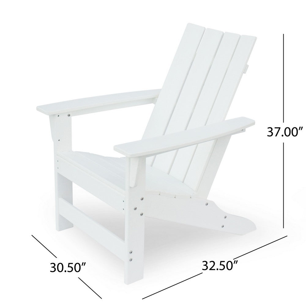 Elisa Outdoor Adirondack Chair, White Resin, Slat Panel Back and Seat - BM324033