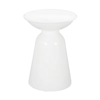 Suma Outdoor Side End Table Set of 2, Round Top, Pedestal, White Iron - BM324034